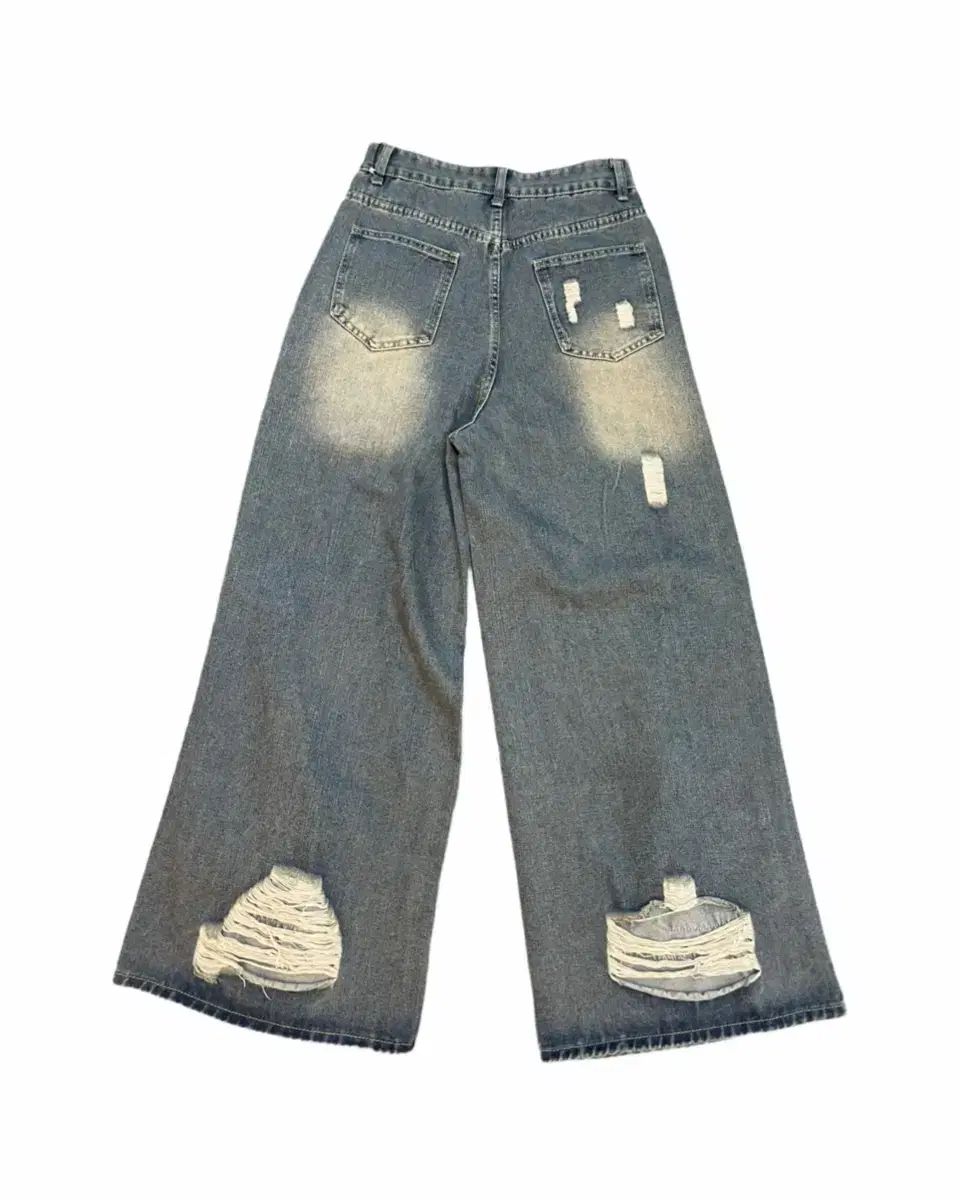 スリット ダメージ カーゴ デニムパンツ インディゴ