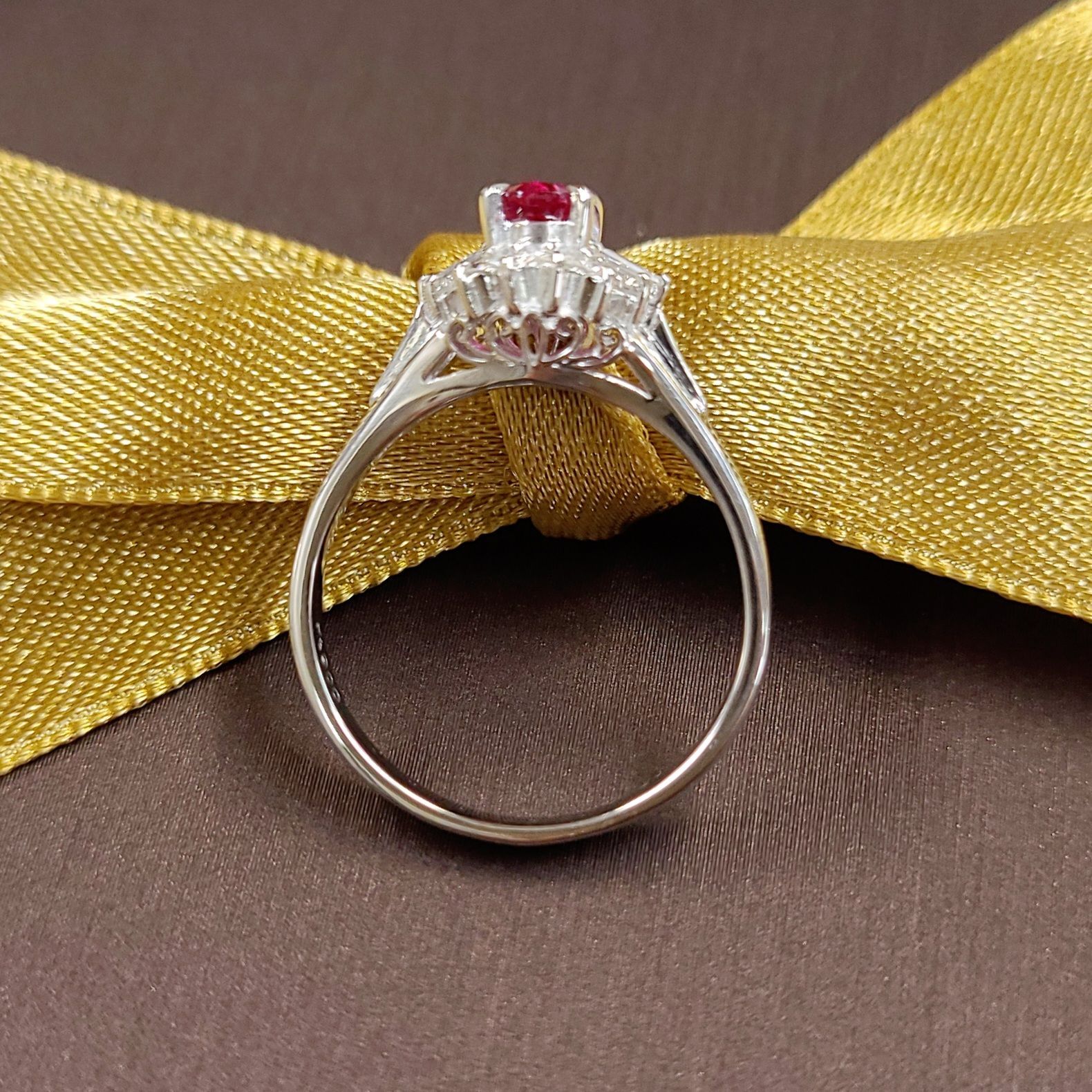 情熱の赤！高品質！0.44ct ルビー ダイヤモンド プラチナ リング 鑑別  