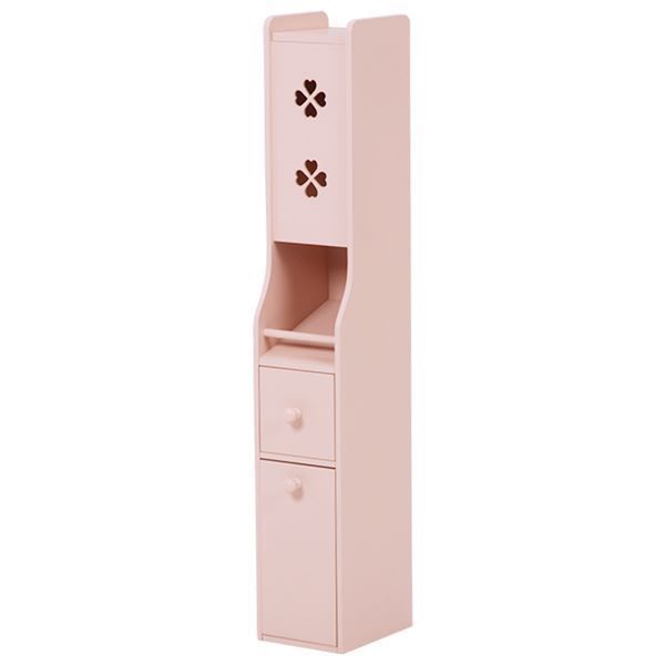 トイレラック トイレ収納 幅15.5cm×奥行19cm ピンク 木製 スリム 省スペース 完成品 お手洗い 店舗 オフィス 備品 代引不可