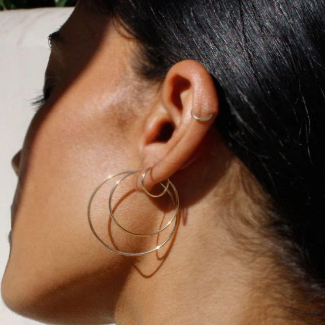 LOREN STEWART ローレンスチュワート イタリア製 INFINITY 3 SET 14KT YELLOW GOLD HOOPS フープ 3連 ピアス S30015 GOLD イヤリング g23476