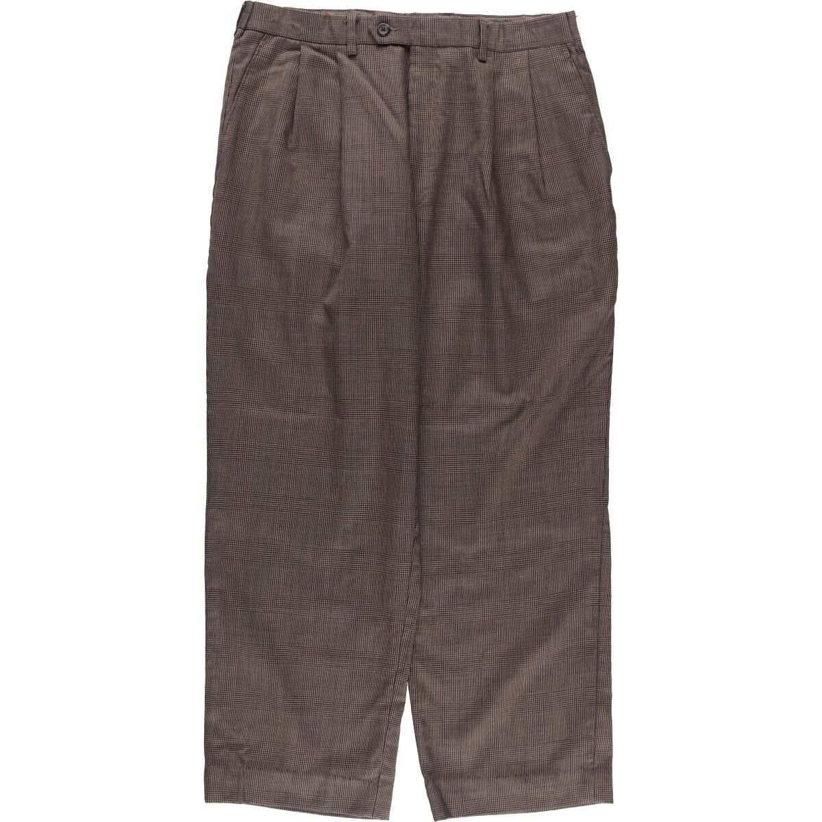 古着 ラルフローレン Ralph Lauren LAUREN ローレン 千鳥格子柄 チェック柄 ツータック ウールパンツ スラックス メンズw32相当|eaa536317
