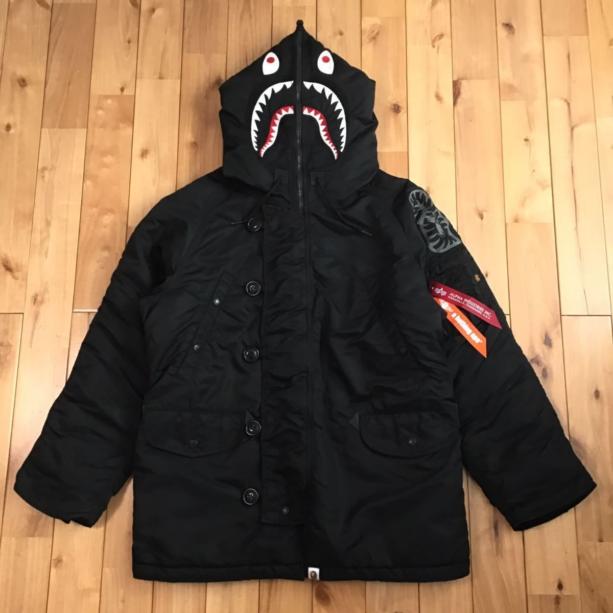 ALPHA INDUSTRIES × BAPE N-3B shark full zip hoodie jacket Sサイズ