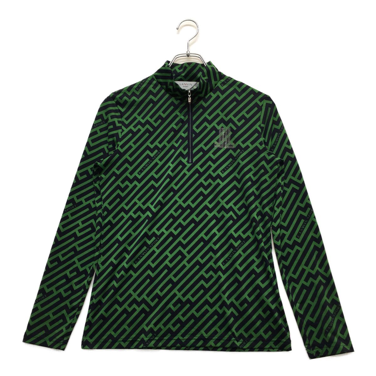 LANVIN - coco 中古 ランバンスポール LANVIN SPORT レディース 長袖シャツ 40(L) グレー×黒 ハーフジップ ボーダー 中古 レディース ランバンスポール LANVIN SPORT 長袖シャツ 40