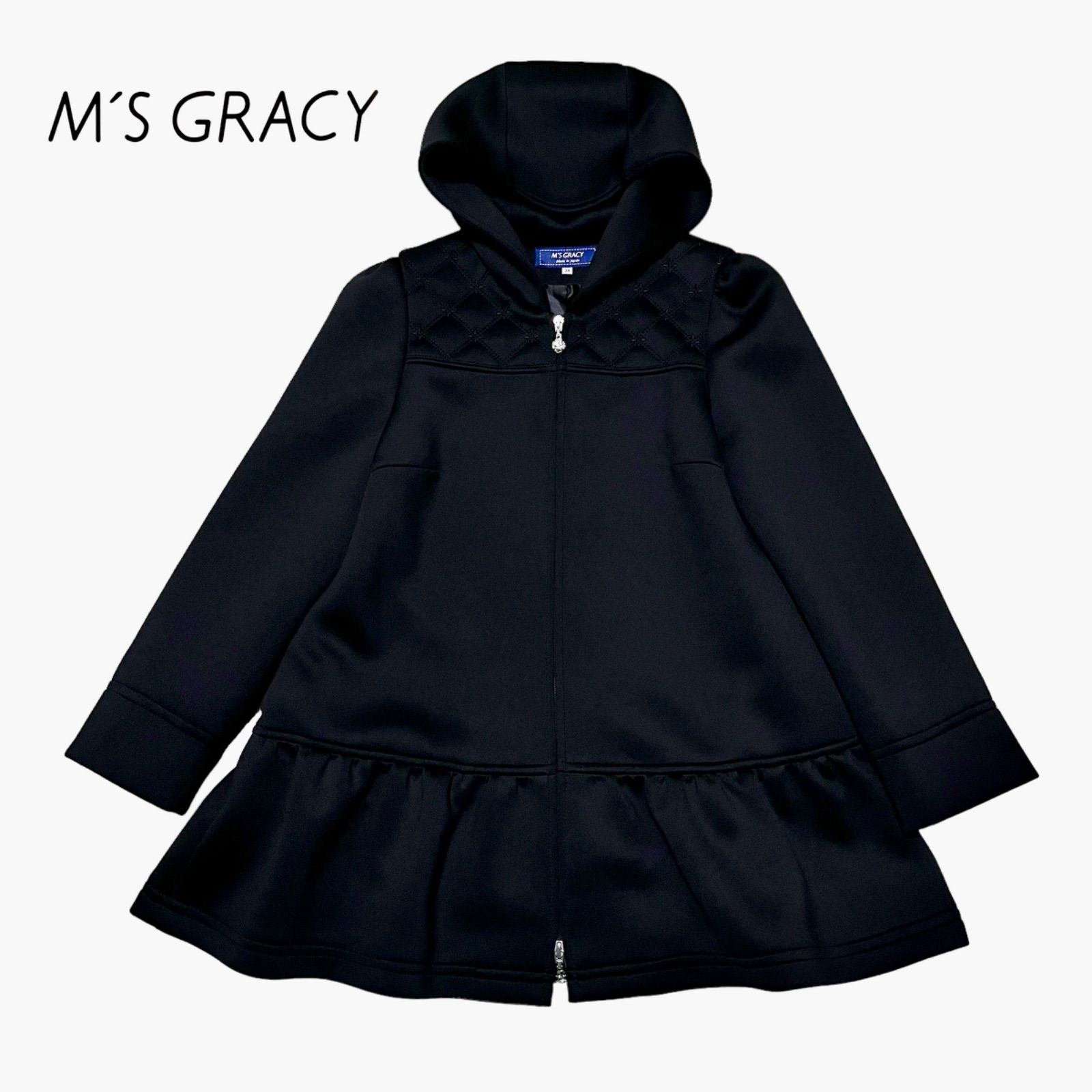 M’S GRACYエムズグレイシー ボンディング　ぺプラム　フレアコートパーカー M'S GRACYエムズグレイシー ボンディング ぺプラム フレアコート