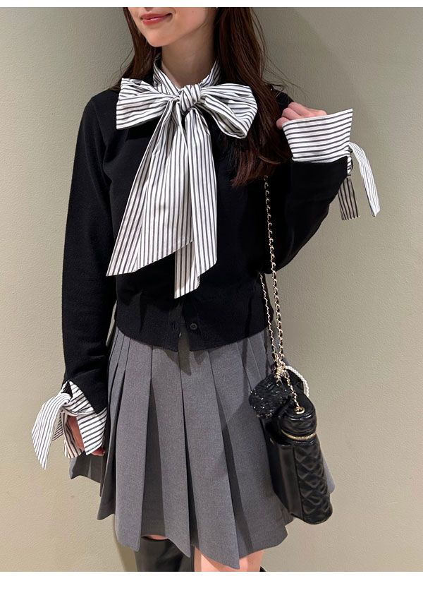 ボウタイドッキングニットプルオーバー 長袖