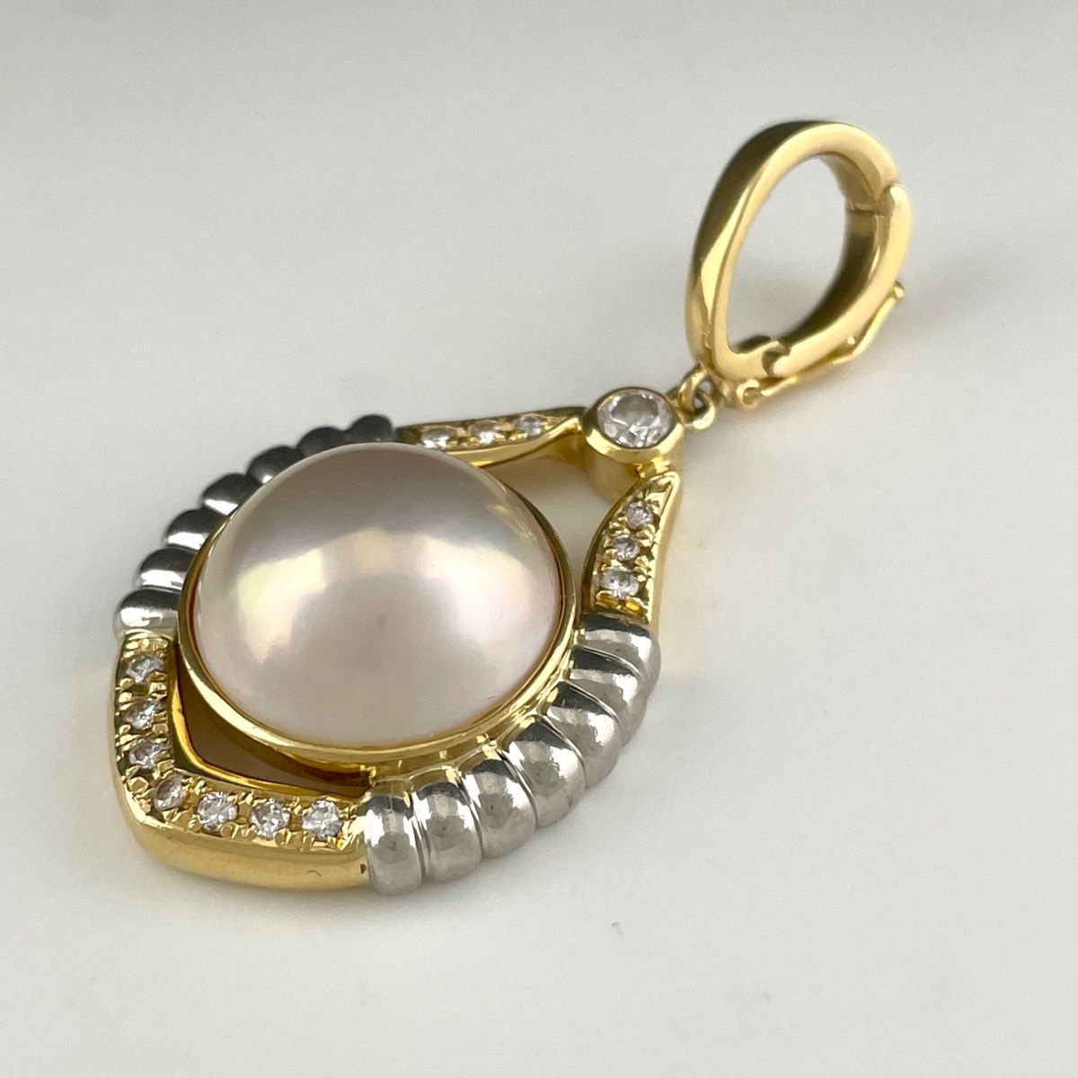 パール ペンダントトップ K18 イエローゴールド プラチナ 真珠 