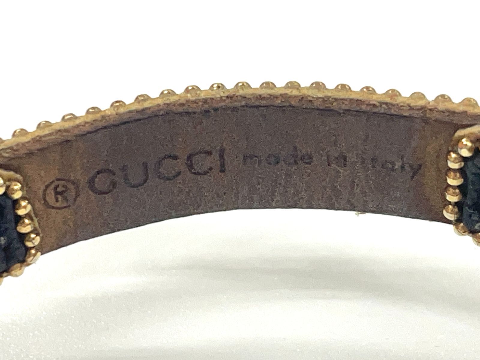 鑑定済み】 GUCCI グッチ ダブルG レザー × ラインストーン × GP 