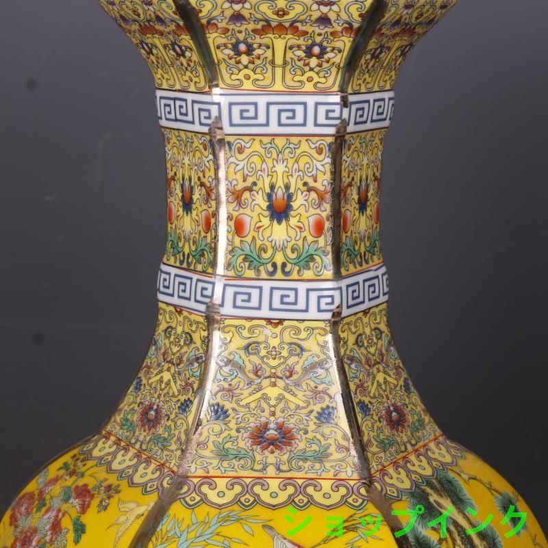 大清乾隆 琺瑯彩花鳥紋扁瓶 観賞瓶 景徳鎮 陶磁器 現代工芸品 美術品 置物 清乾隆琺瑯彩蒔金花鳥花瓶 景徳鎮 陶磁器 装飾品 現代工芸品