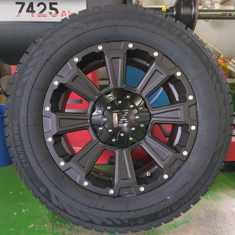 4本セット スタッドレス 製 ハイエース 200系 車検対応 215 65R16 SAILUN COMMERCIO ICE タイヤホイールセット 16インチ LEXXEL DeathRock デスロック