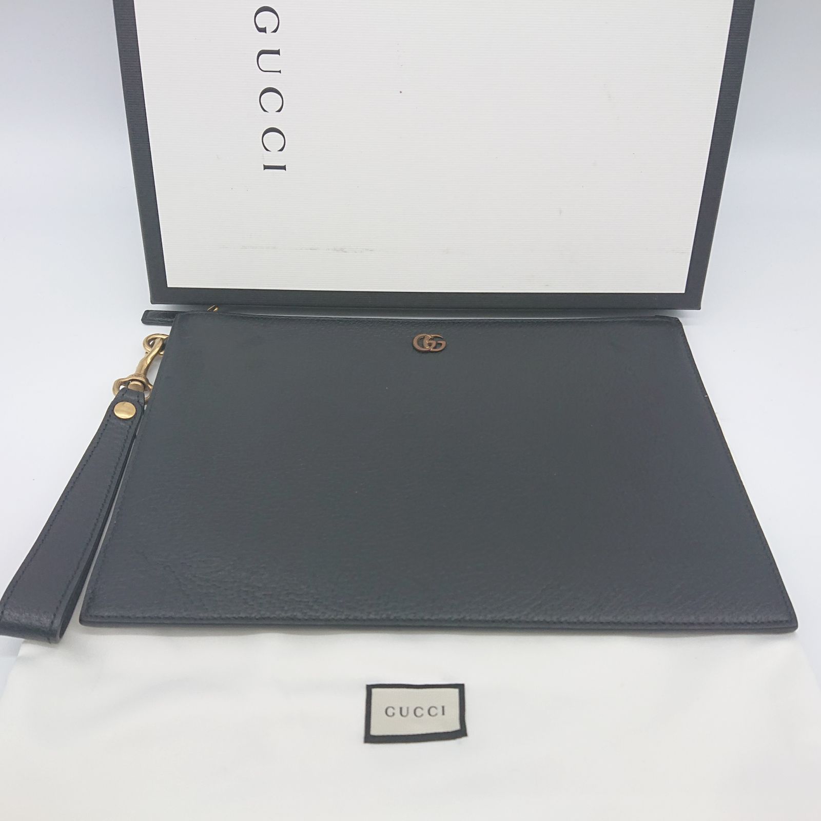 グッチ クラッチバッグ GGマーモント ブラック ストラップ 保存袋 箱  