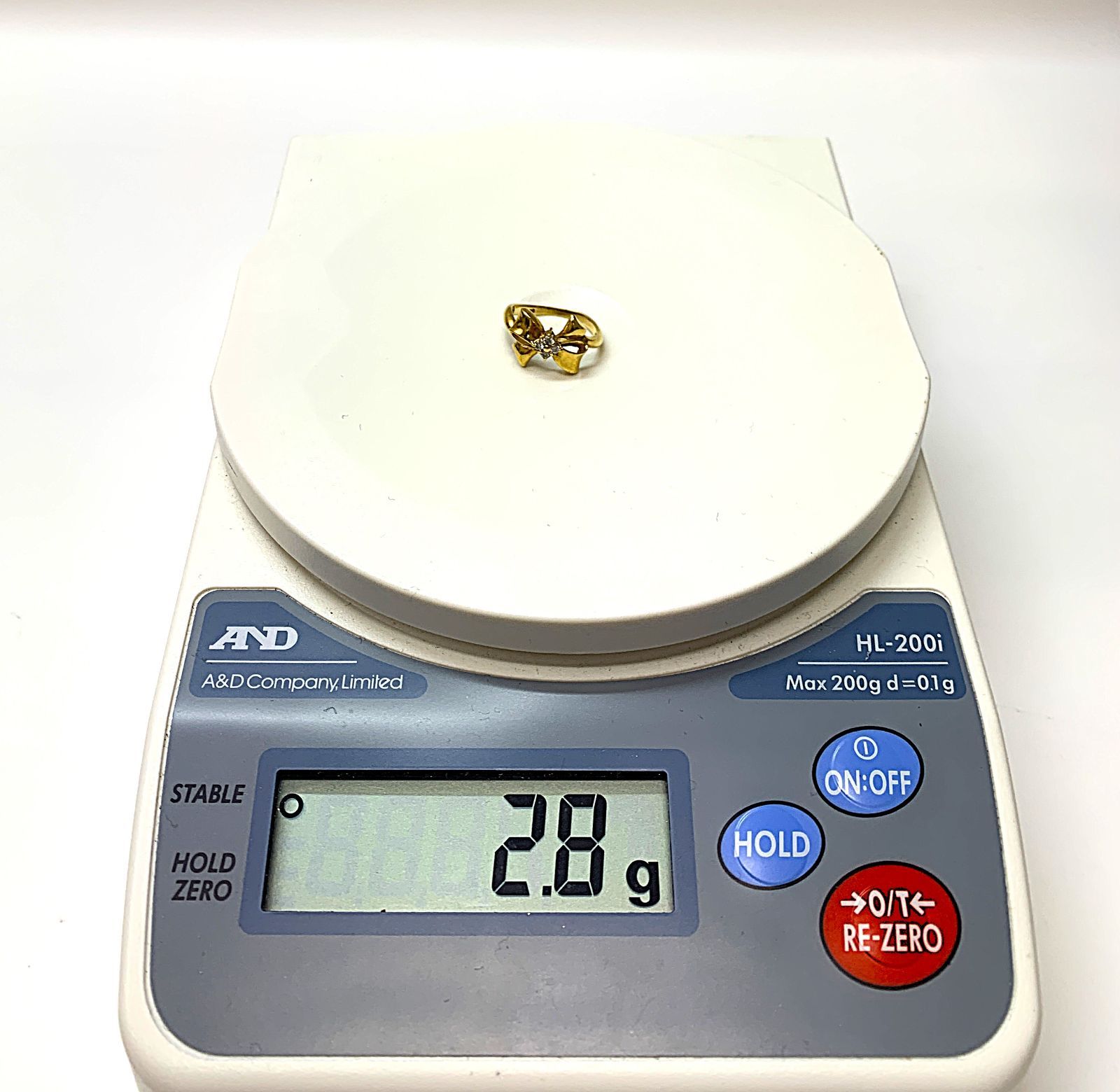 K18 リボン型 ダイヤモンド 総計 0.10ct リング 指輪 ＃9.5 ゴールド 