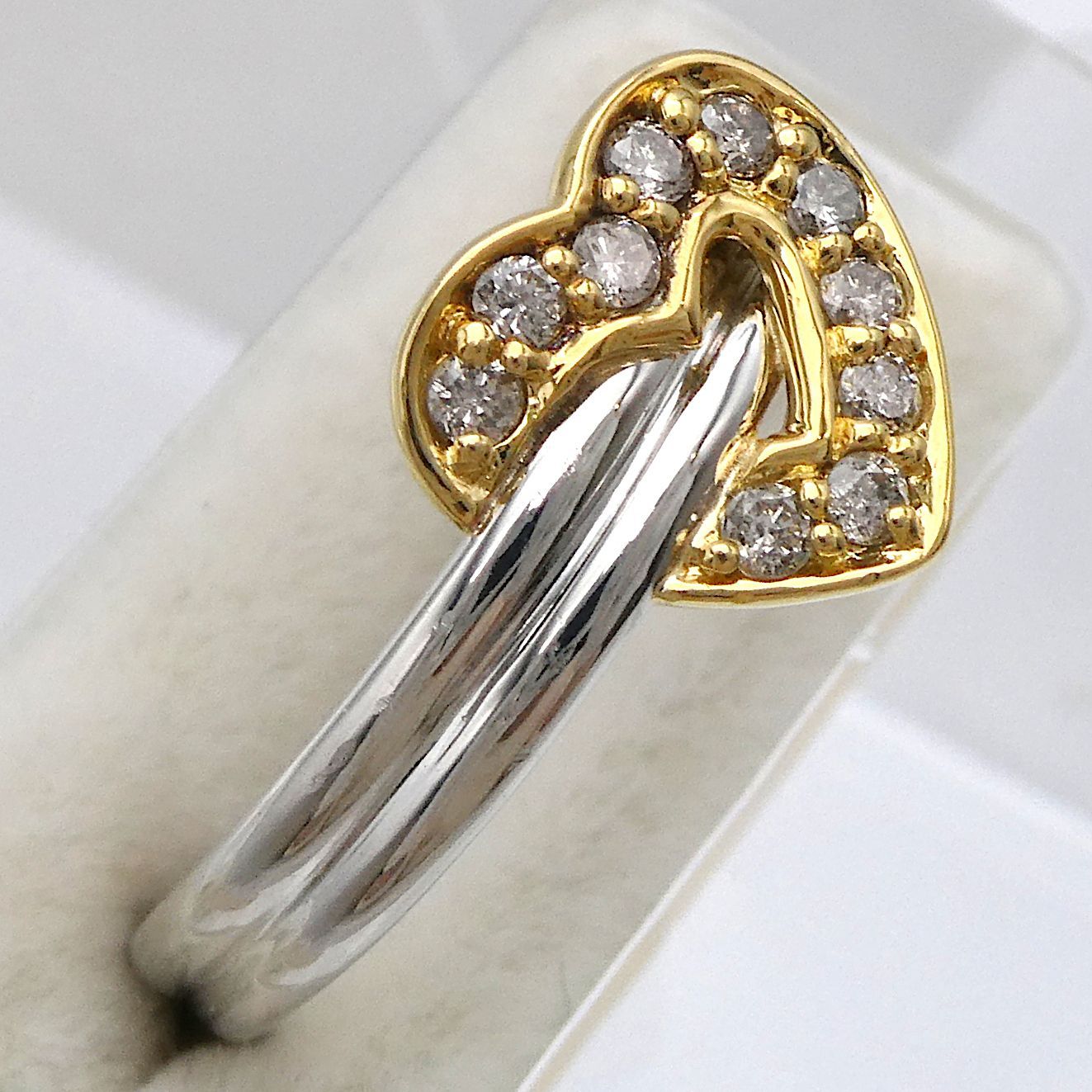 ダイヤモンドハートデザインピアス K18PG 3.0g