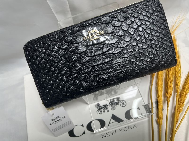 COACH 長財布 財布 コーチ ス ネーク型押し クロコダイル レザー