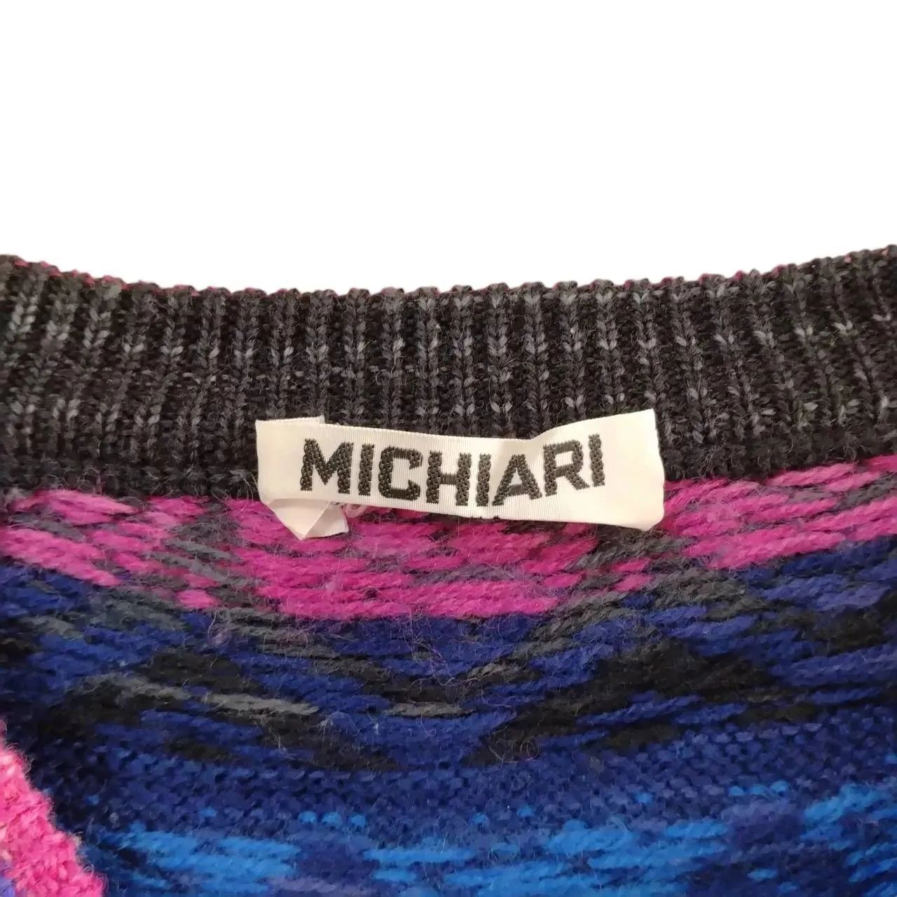 Z945 美品 MICHIARI MORIOKA SACHIKO 森岡幸子 前あきデザインニット