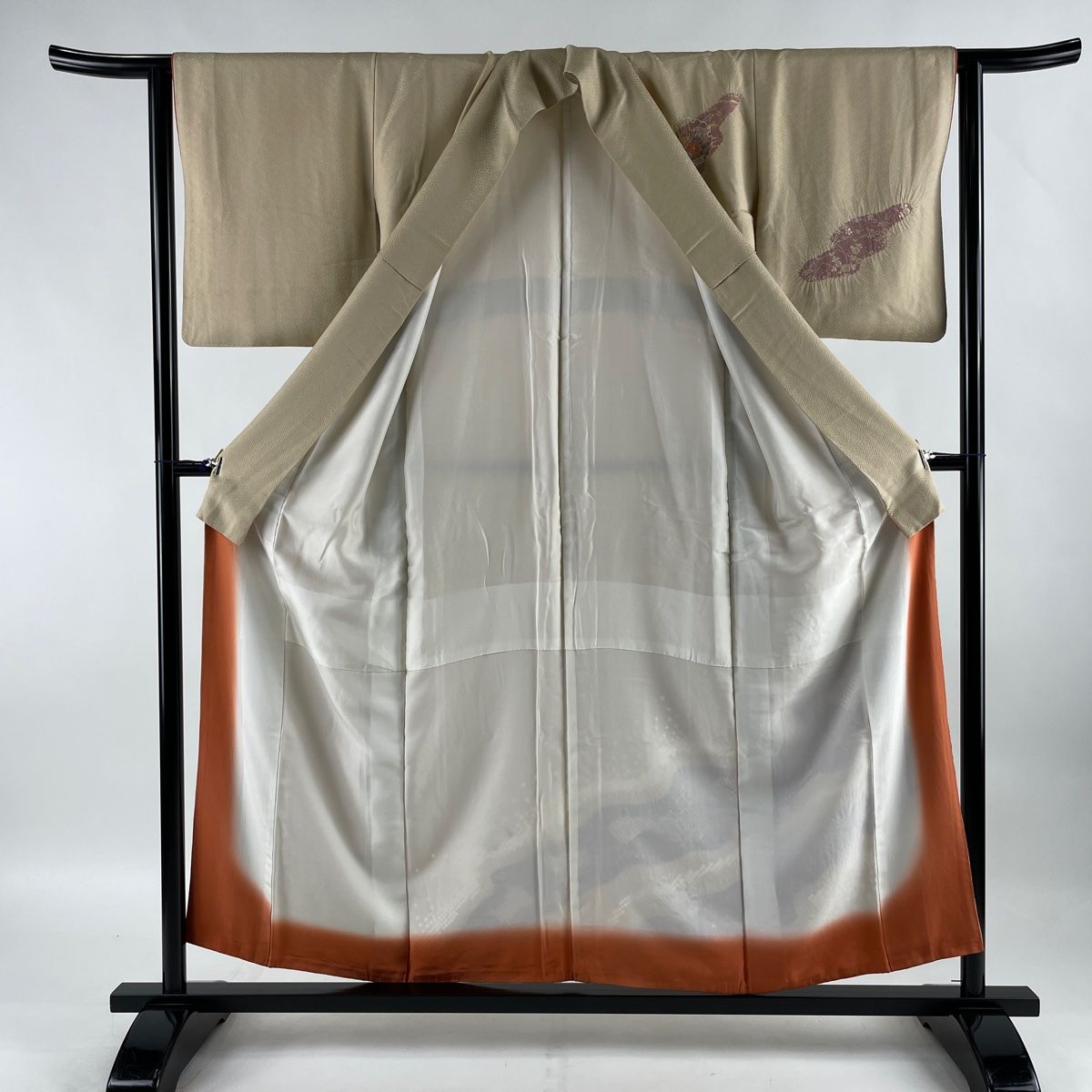訪問着 優品 雪輪 草花 刺繍 絞り ベージュ 袷 身丈156cm 裄丈64cm M 正絹 【中古】 メルカリShops