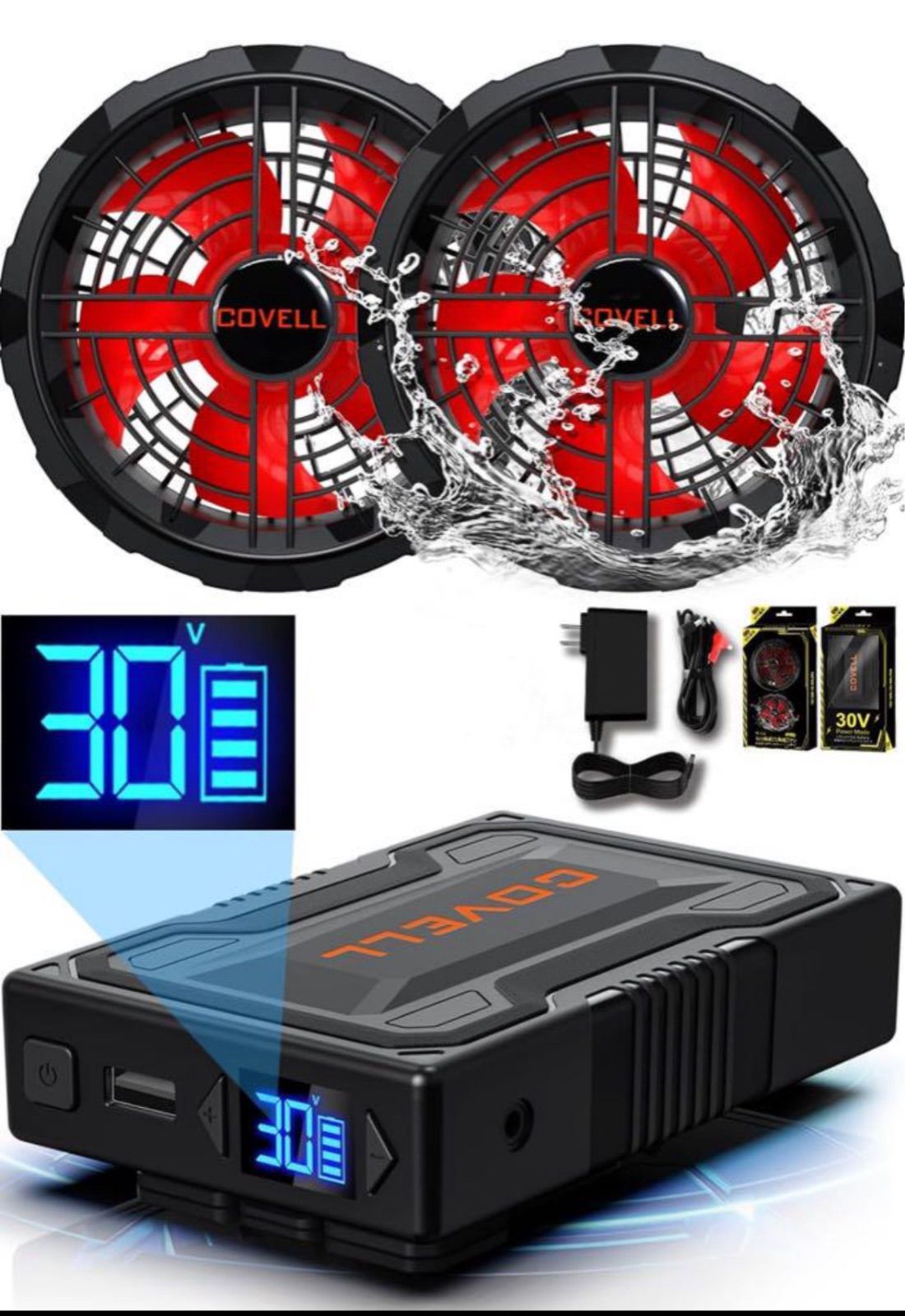 COVELL 30V空調服ファンバッテリーセット 22000mAh
