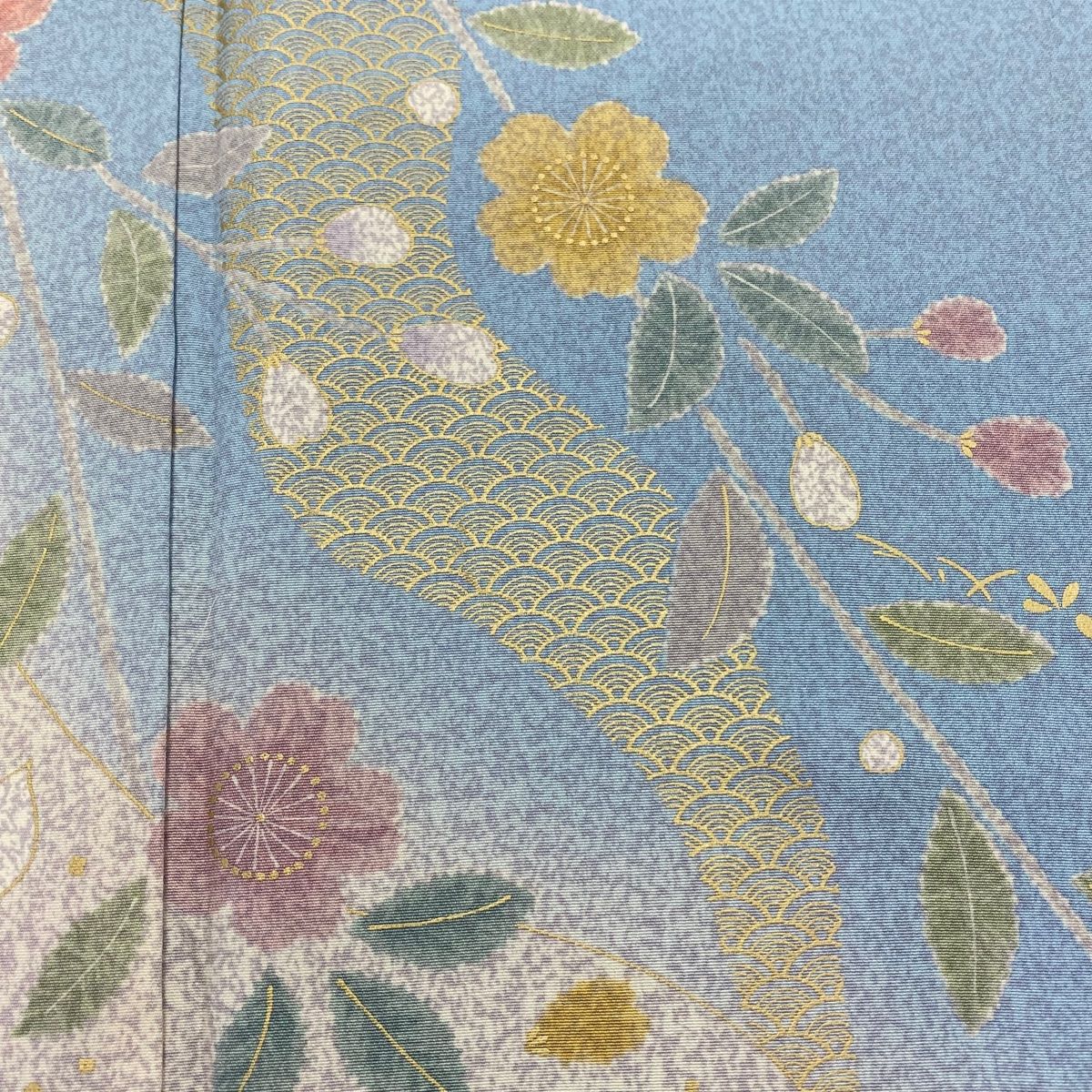 超豪華絢爛綺麗美品身丈162cm裄丈69cm⭐️グレー紫刺繍正絹付下げ⭐️ 付下げ 身丈168cm 裄丈69cm L 袷 縞 銀糸 黒 正絹 美品 秀品