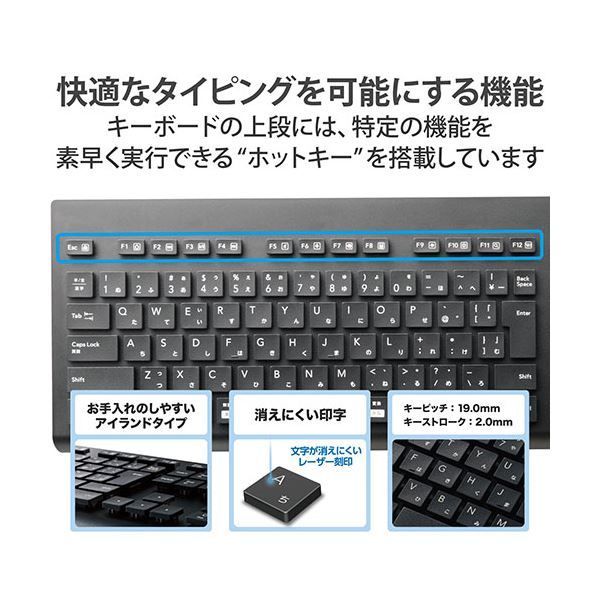 ホワイト・ブラック キーボード本体 エレコム 洗える 抗菌 無線キーボード ブラック TK-WS02DMKBK 【公式通販】