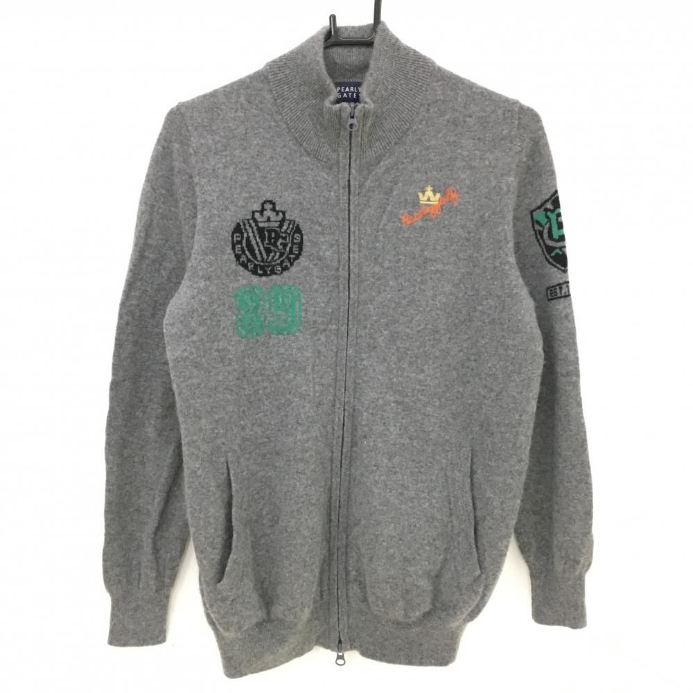 超美品】パーリーゲイツ ニットジャケット グレー カシミヤ100