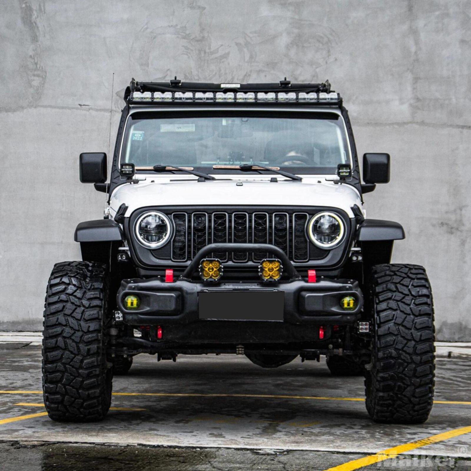 Jeep ラングラー JL型 18〜24年式対応 フロントグリル 新型風 ラングラー JL 2024グリル 7スロットグリル フロントグリル RGB LED