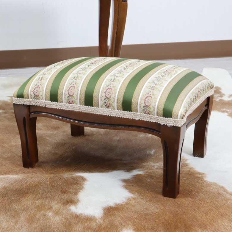 イタリア フットスツール 猫脚 グリーンストライプ 補助椅子 玄関用 完成品 イタリア フットスツール 猫脚 グリーンストライプ 補助椅子 玄関用 完成品