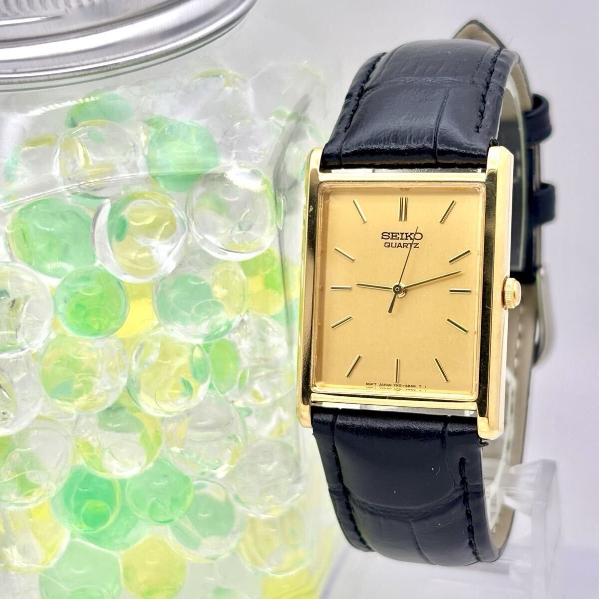 【稼働】SEIKO DOLCE レクタンギュラー 腕時計 メンズ ゴールド SEIKO Dolce 腕時計 ゴールド レクタンギュラー 素敵なゴールド