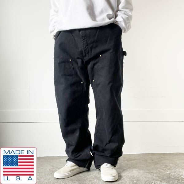 W31/L30 USA製 カーハート ペインターパンツ ダブルニー ブラック USA