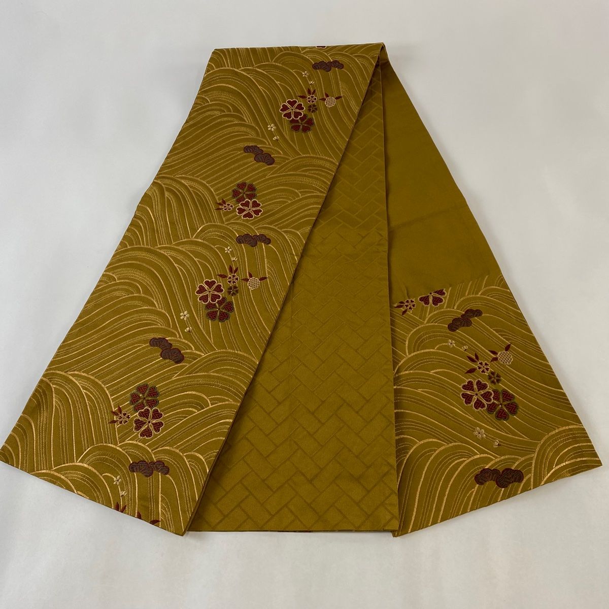 バイセル 名品 振袖 山吹色 草花 花唐草 金彩 箔 金糸 ラメ 正絹 袷（10月～5月） 171cm Lサイズ☆☆☆☆