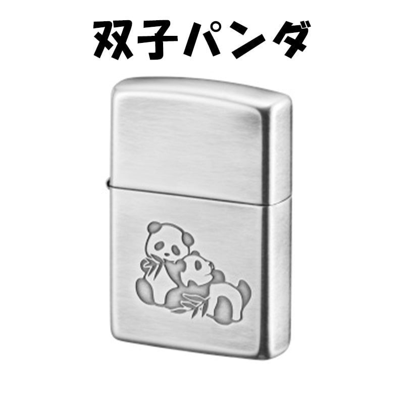 黒タタキSL/朱天黒 zippo☆双子 パンダ☆アンティークシルバー☆ジッポ