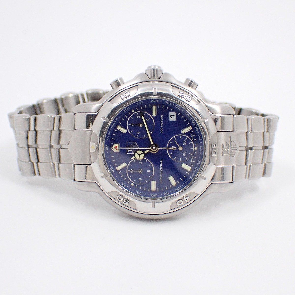 タグホイヤー 6000 クロノグラフ クォーツ メンズ 腕時計 青文字盤 純正SSベルト CH1111 いおき質店