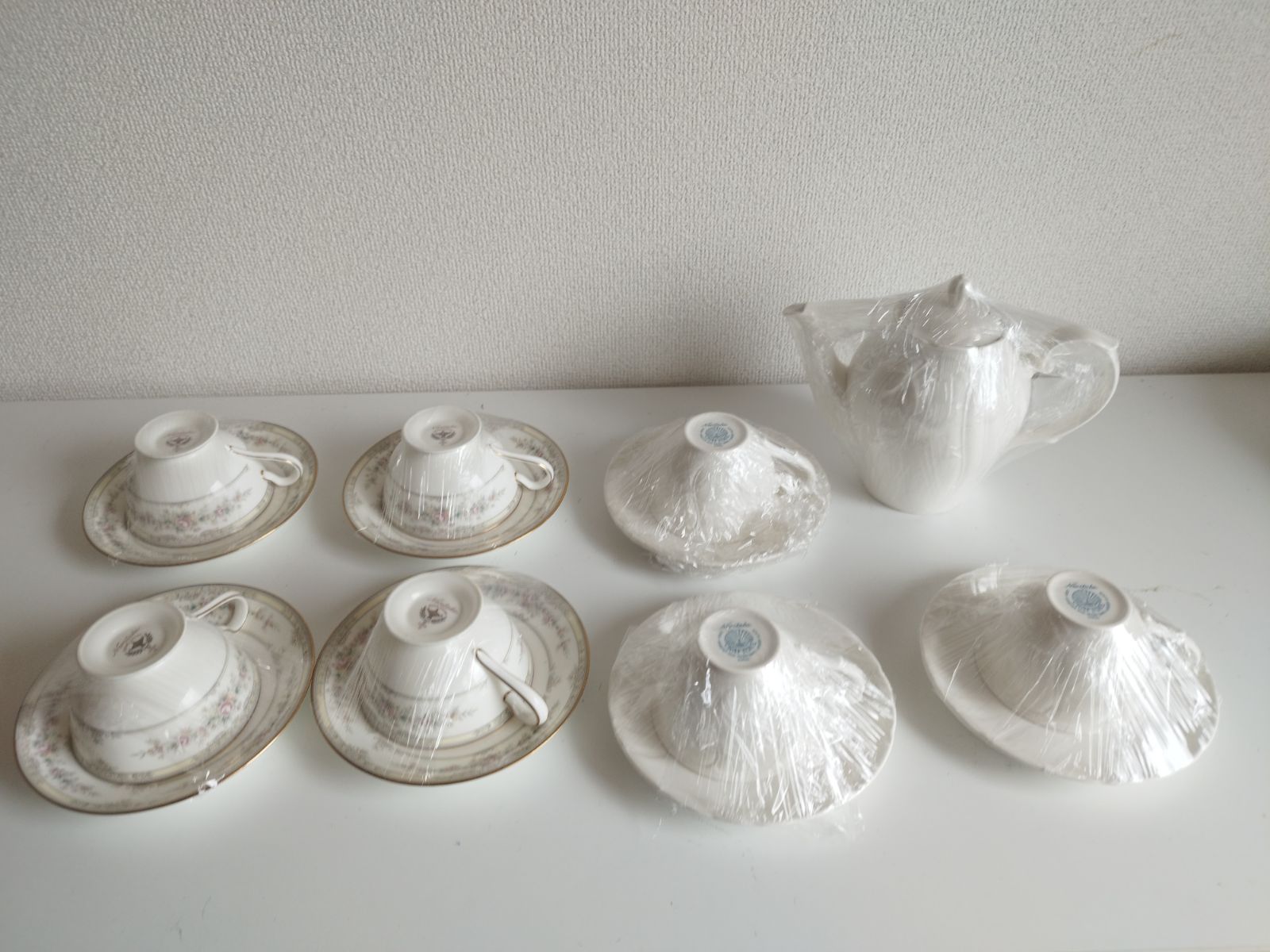Noritake アフロディーテ9662＋ハンプシャー プラチナ＋CRAFTONE｜♥ ノリタケ 洋食器 まとめ売り C-S×6客相当 ティーポット オーバルボウル 大皿 贈答品