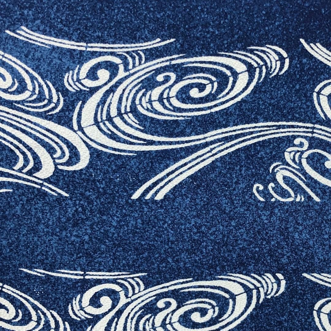 付下げ 作家物 藍染 流水模様 叩き染 藍色 縮緬 ガード加工 K-5308 付下げ 作家物 藍染 流水模様 叩き染 藍色 縮緬 ガード加工 K