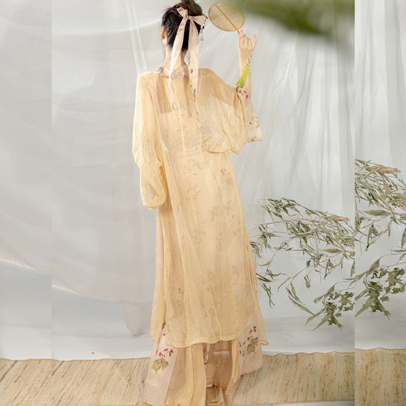 ※交渉可　漢服宋製のスカートセット　新品未使用 新品未使用 宋制漢服 魚尾破スカート 新中式 長干寺デザイン