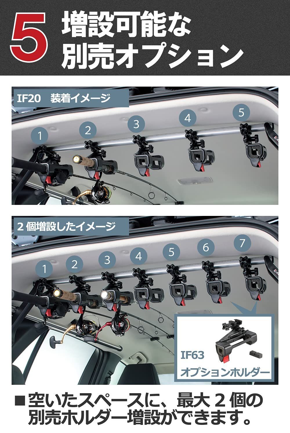 ホルダー 車載 ワンタッチ着脱式 釣り竿 5本積み ロッドホルダー イノー テンションホールドタイプ INNO IF20 カーメイト CARMATE BRIGHTFACE_UK
