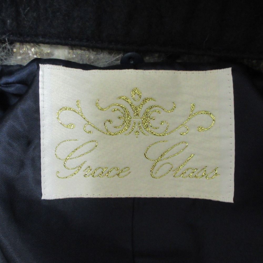 フォックスファー衿ラメチェックコート