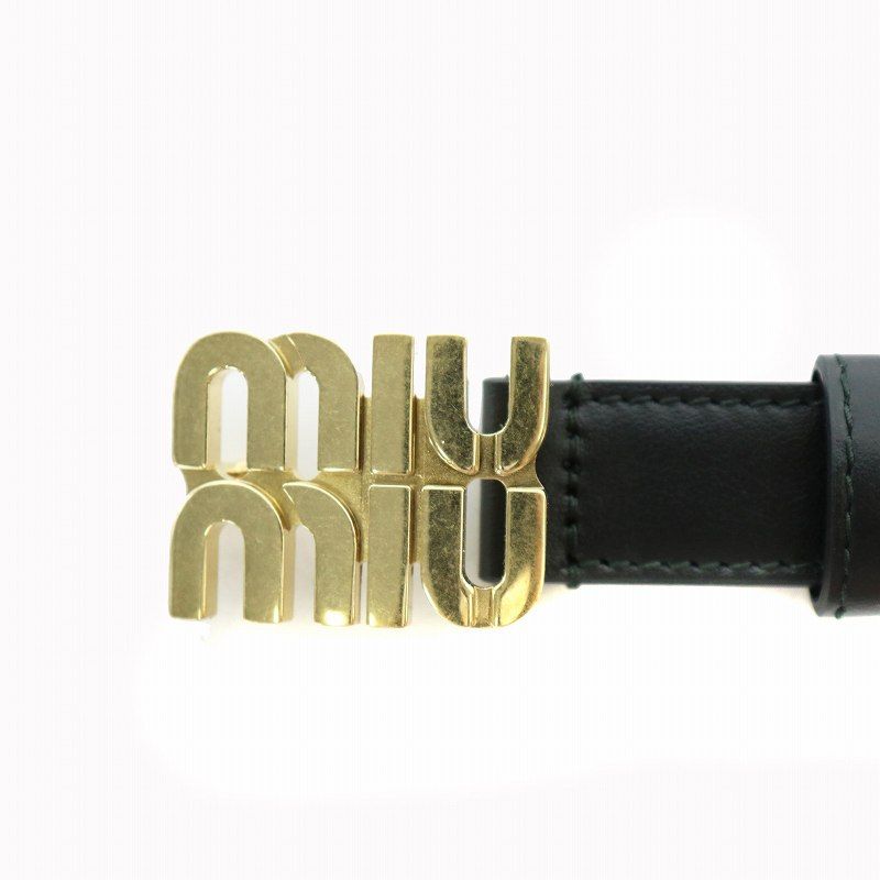 miumiu ゴールドベルト美品 ミュウミュウ miumiu ベルト レザー ロゴバックル ゴールド金具