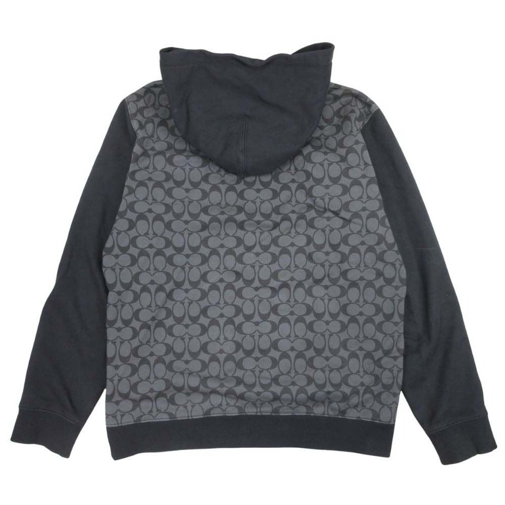 COACH コーチ C7817 シグネチャー パーカー フルジップ フーディ ブルゾン ジャケット L 黒 ブラック グレー メンズ 古着