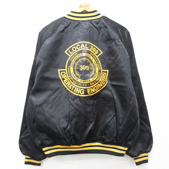 XL/古着 キングルイ 長袖 ナイロン ジャケット メンズ 90s LOCAL399 ラグラン 黒 ブラック 内側キルティング 24oct11 中古 アウター ウイン