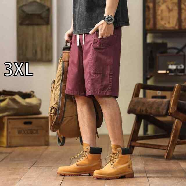 [3XL  ]メンズ ファッション 服  オシャレ シンプル 大 かっこいい 大きいサイズ ストリート 紳士服  アメリカン カーゴ パンツ 五分丈 夏 綿 カジュアル パンツ