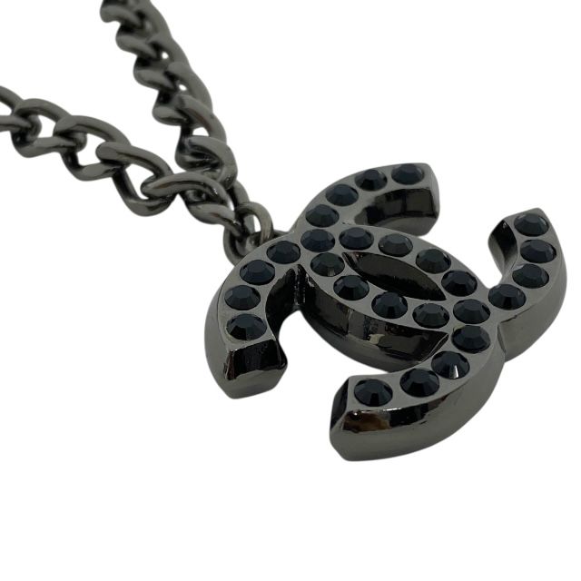 シャネル ネックレス 04A ココマーク ブラックストーン ラインストーン