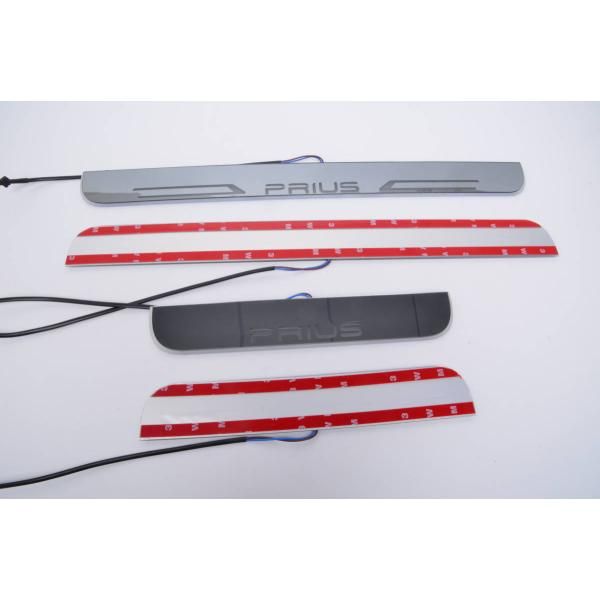 PRIUS プリウス 50系 LEDスカッフプレートホワイト|ブルーlサイド 保護ステップ ガード4枚フルセット