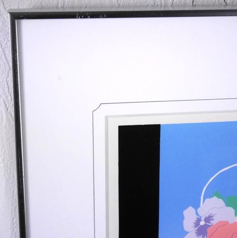 絵画「パンジー」シルクスクリーン 吉岡浩太郎 額装済み 吉岡