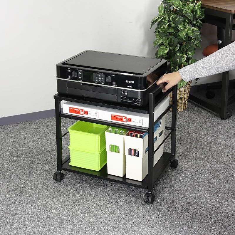 PJC7001-BK プリンター台 3段 プリンターワゴン プリンターラック キャスター付き デスクの下に収納 0 WWW_KANDAIZUMI_COM