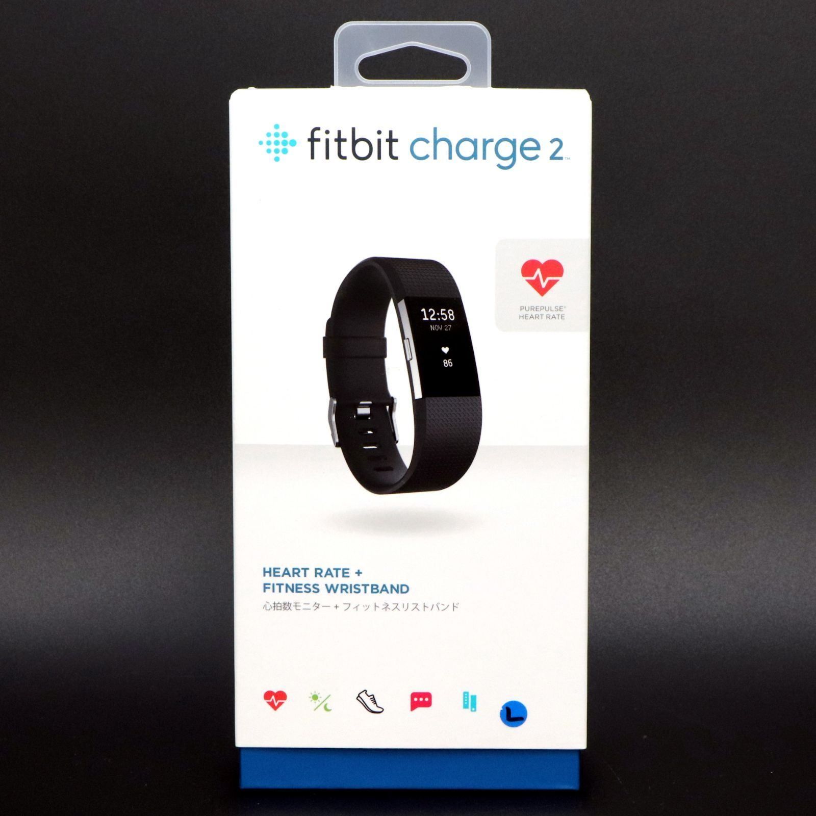 Fitbit フィットネスリストバンド Charge2 Large Black ブラック 【良い(B)】