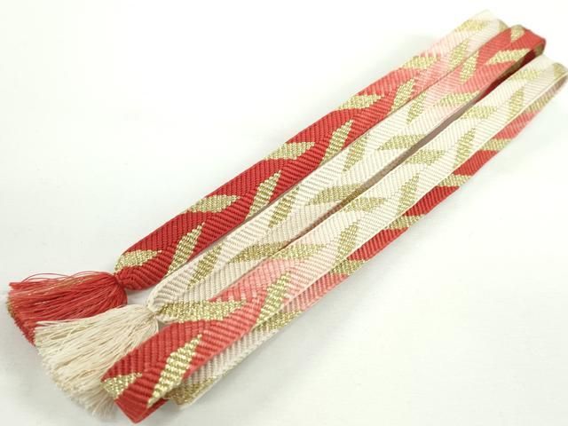 平和屋本店 上 有職組紐道明 帯締め 笹浪組 曙光 紅緋 金糸 宮内庁御用 国立博物館御用 東京芸術大学御用 CXAA0644s5