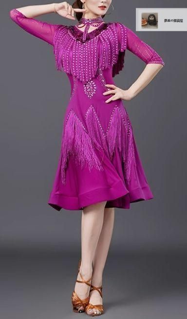 ラテンダンス衣装　新品未使用 完成品☆社交ダンス衣装・ラテンドレス（競技・デモ用）】新品