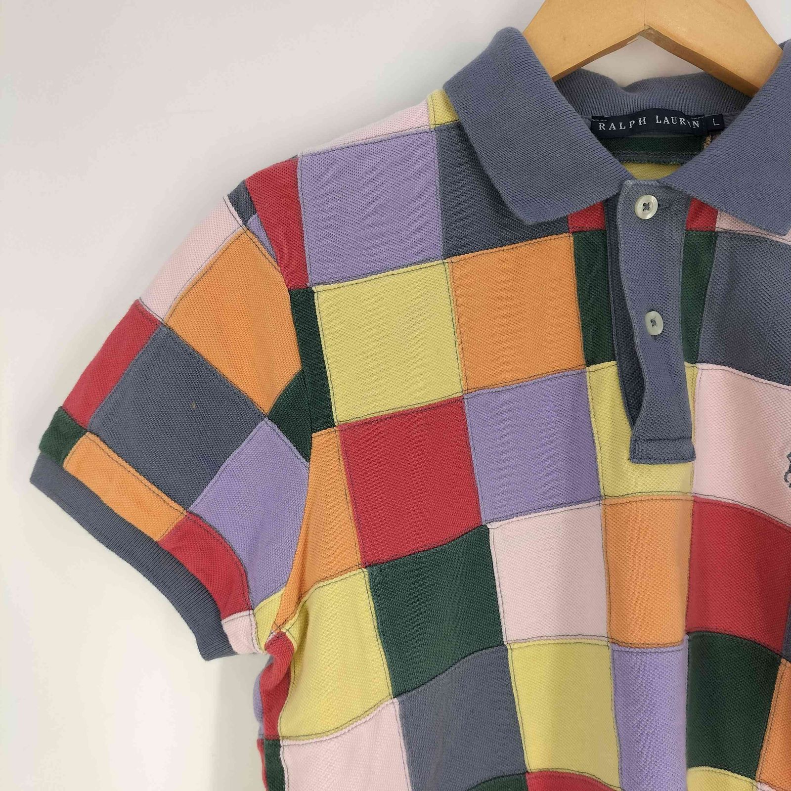 Ralph 新品 加工 パッチワーク ポニー ポロシャツ ステンシル 裾 刺繍 ラルフローレン RALPH LAUREN ポニー刺繍 パッチワーク 鹿の子