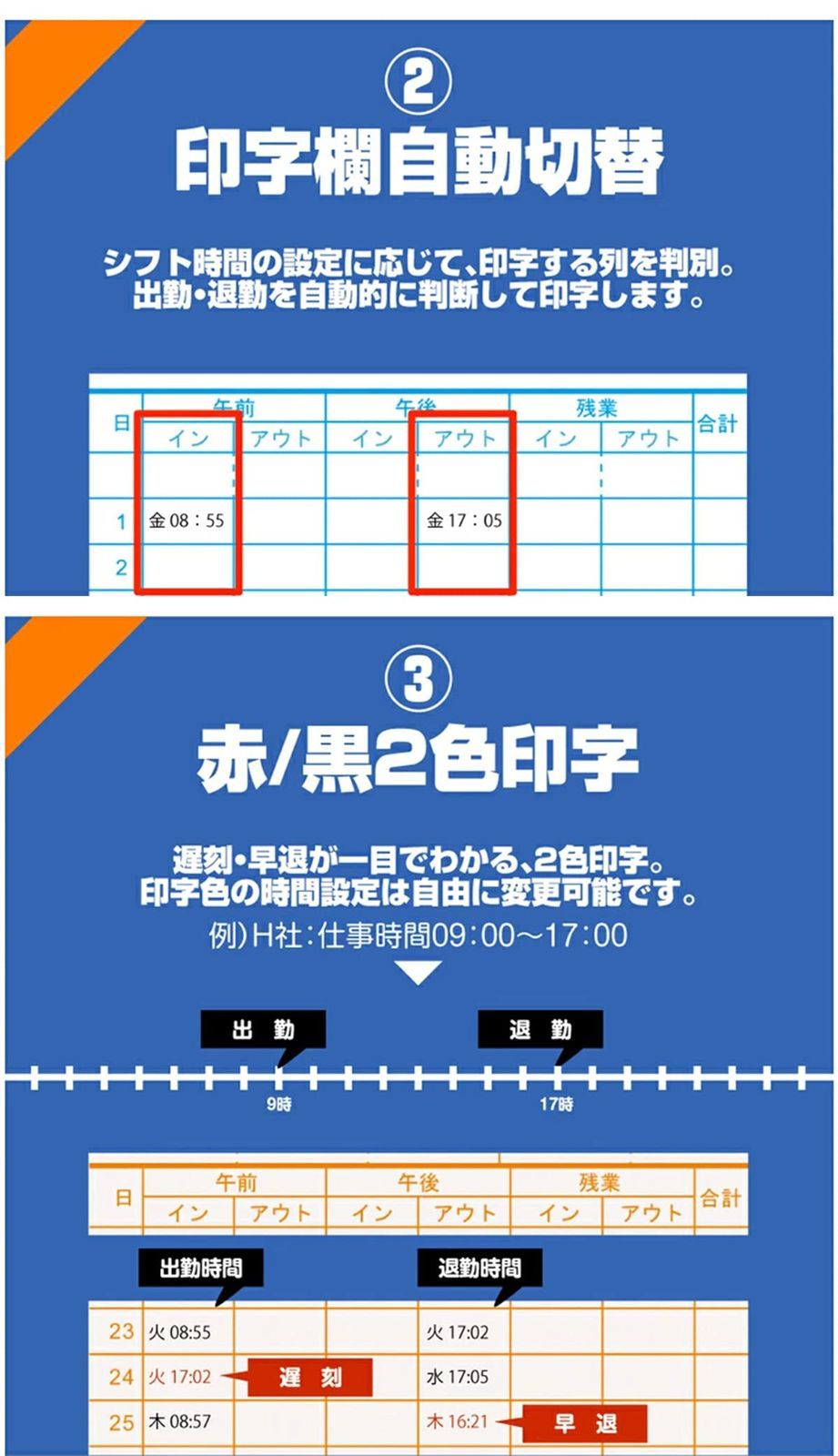 オフィス用品 TOKAIZ タイムレコーダー 本体 6欄印字可能 両面印字モデル タイムカード５０枚付き TR-001s - 9