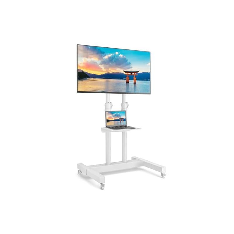 METIYA 小型 テレビスタンド 白 移動式 キャスター付き テレビ台 壁