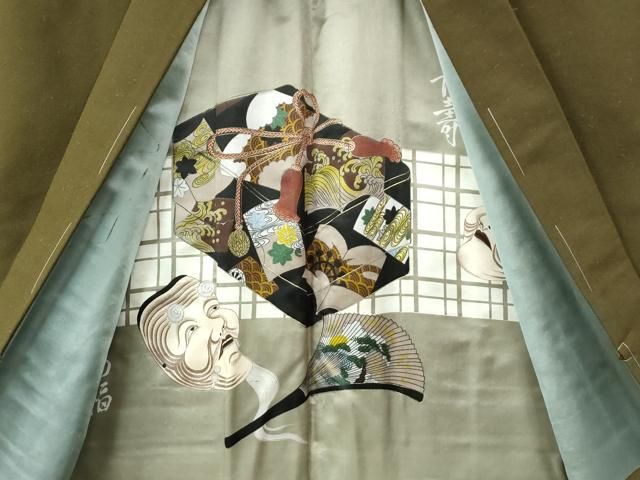 平和屋着物○男性 髭紬 アンサンブル 色無地 璃寛茶色 正絹 逸品  